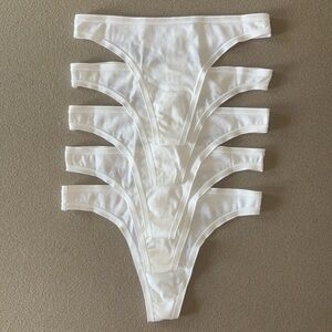 NWT Lot 5 Gap Body GapBody White Thongs Underwear Panty Stretch Cotton M Medium